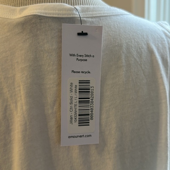 Amour Vert Jillian 100% Organic White Cotton Tank, Large - Picture 7 of 10